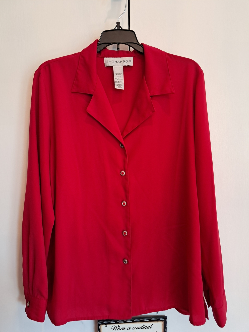 Sag Harbor Bold Red Button-Front Blouse